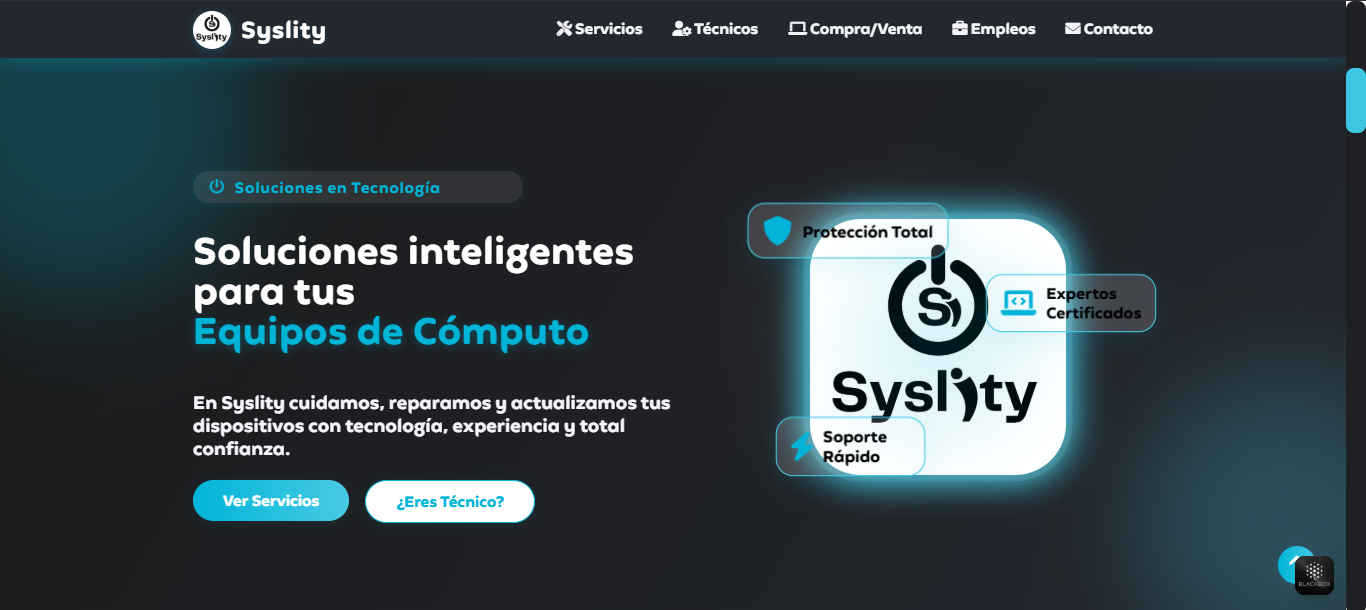Syslity - Landing page corporativa para soporte técnico